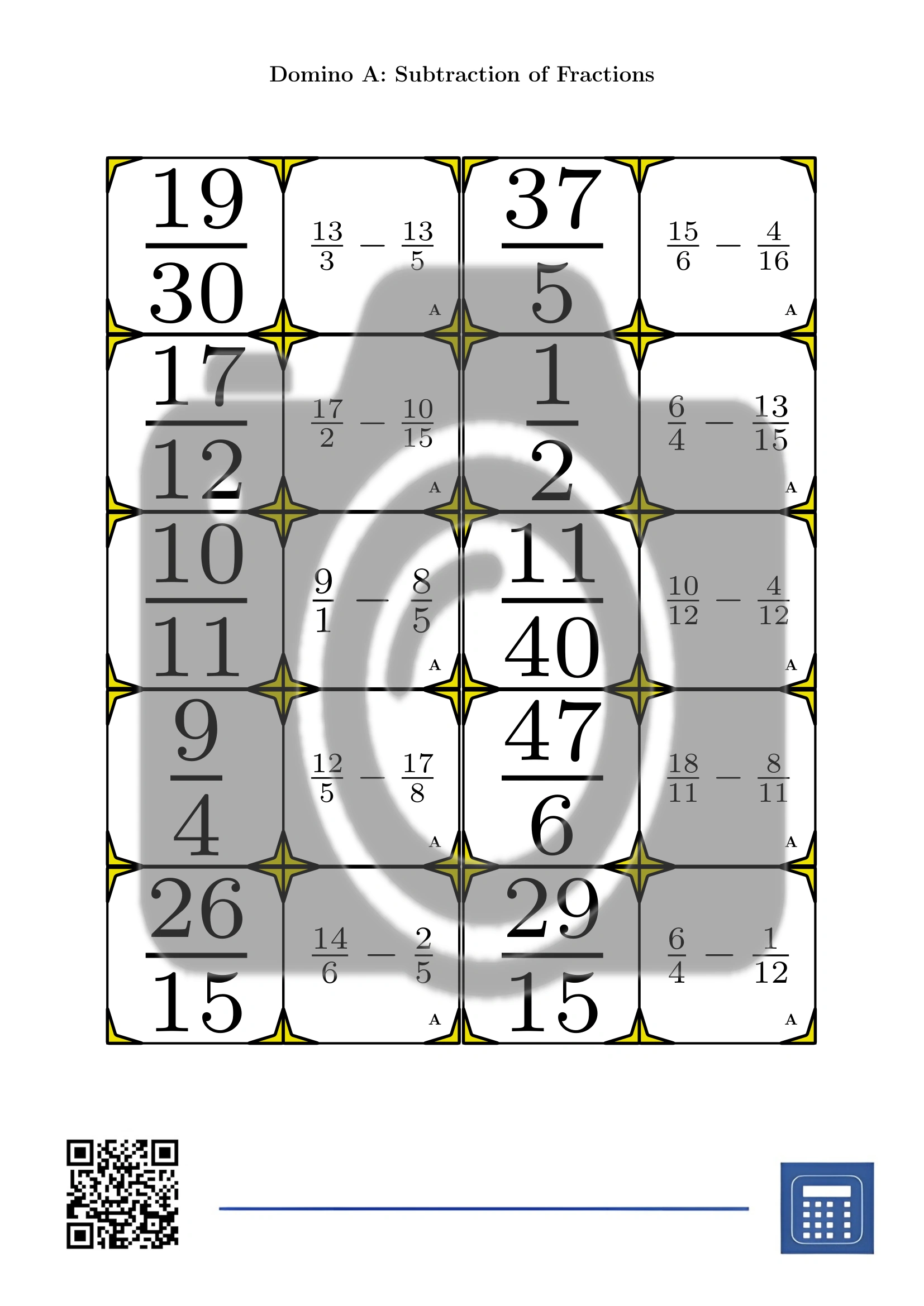 Domino: Subtraction of Fractions - Image 2