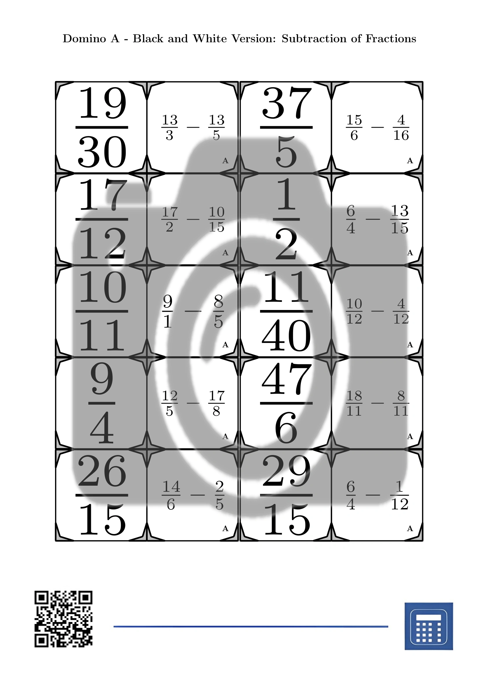 Domino: Subtraction of Fractions - Image 3