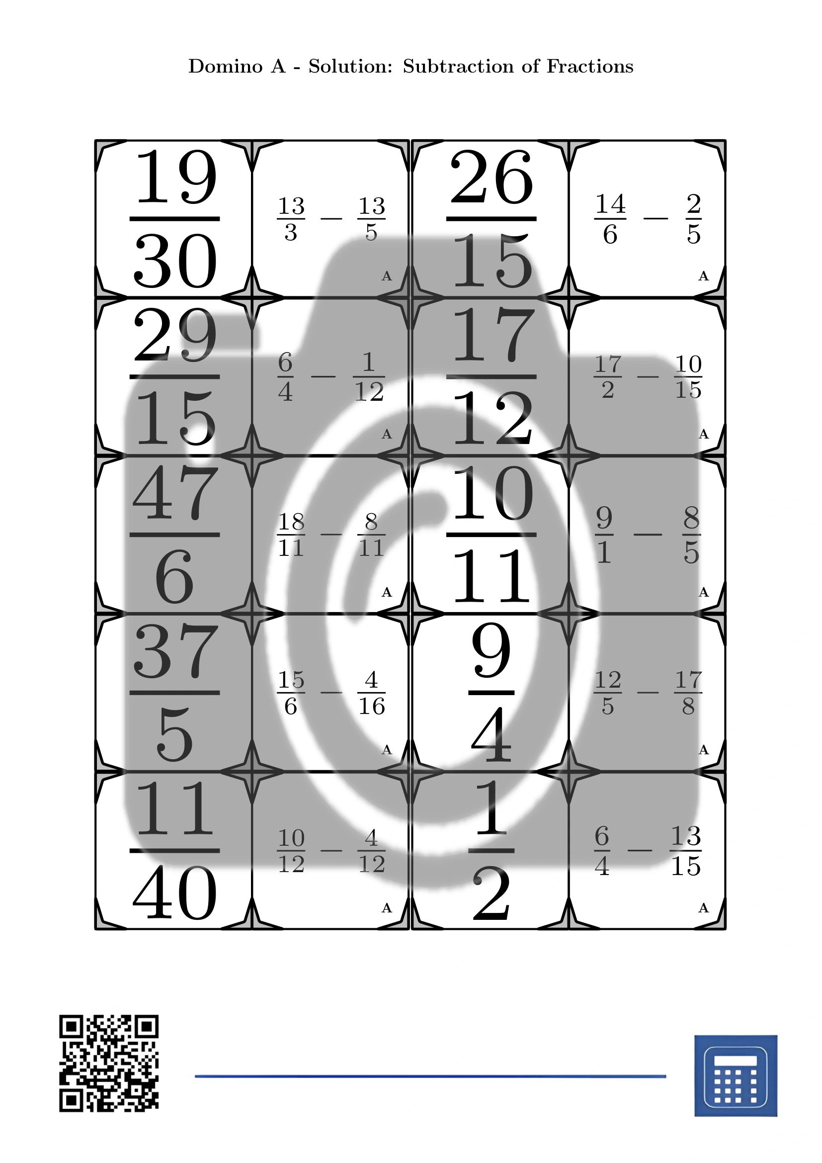 Domino: Subtraction of Fractions - Image 4