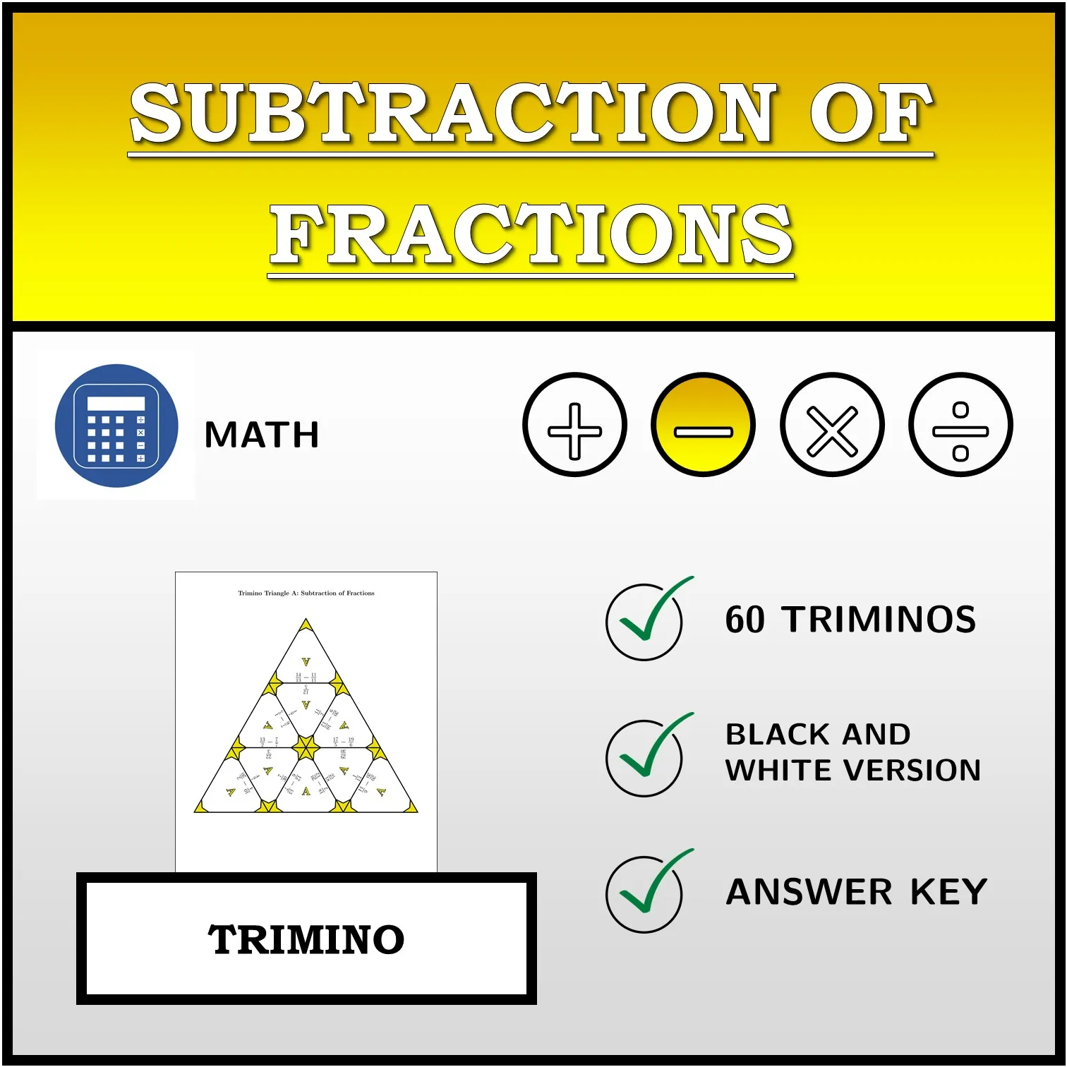 Trimino: Subtraction of Fractions