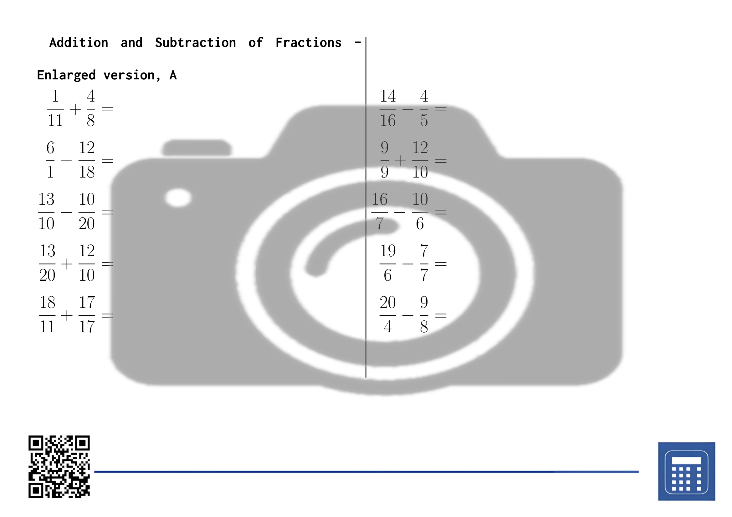 Worksheet: Addition and Subtraction of Fractions - Image 3