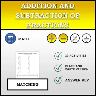 Matching activity: Addition and Subtraction of Fractions