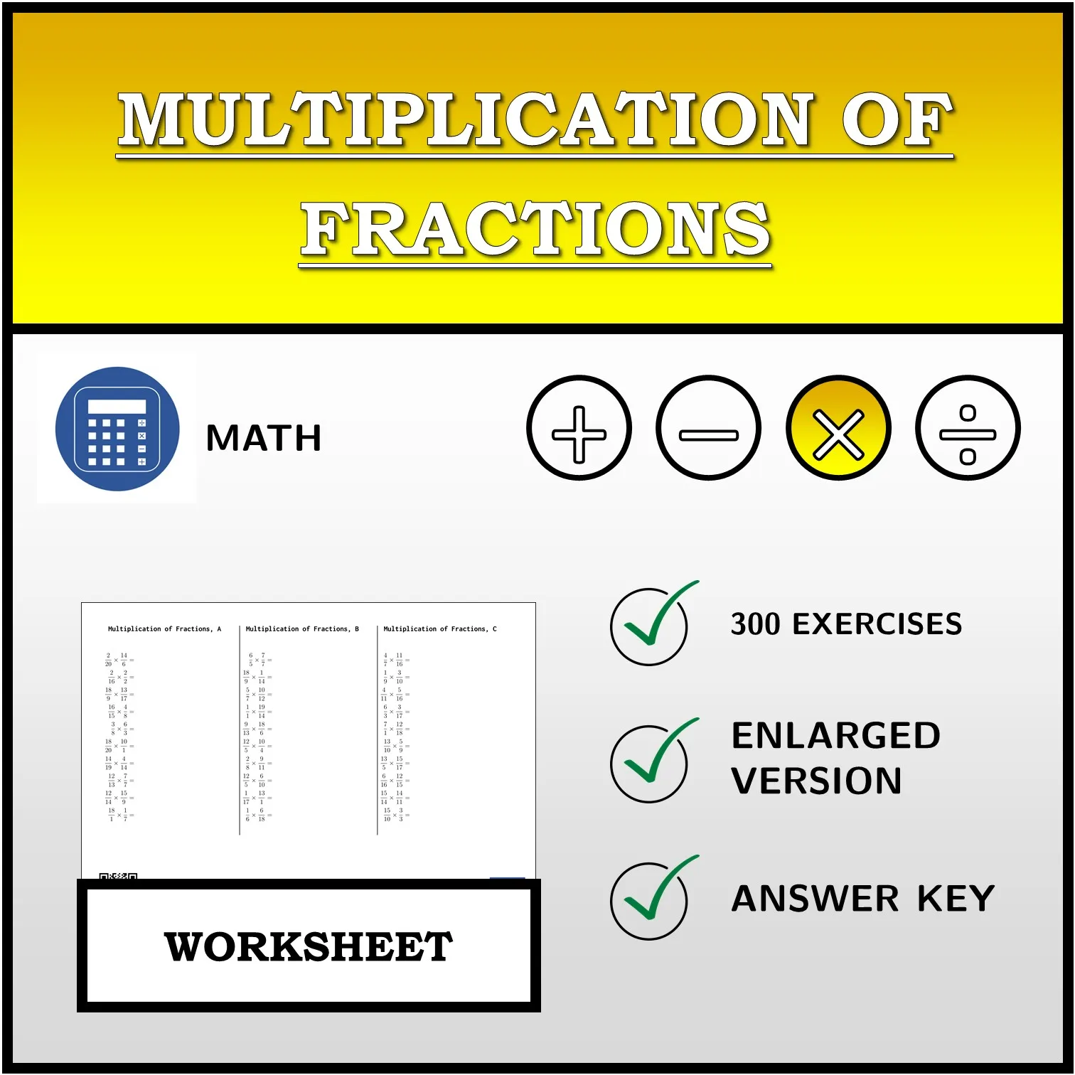 Worksheet: Multiplication of Fractions