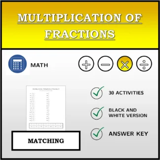 Matching activity: Multiplication of Fractions