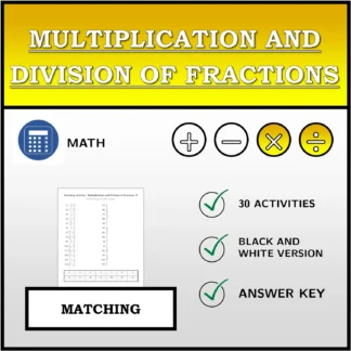 Matching activity: Multiplication and Division of Fractions