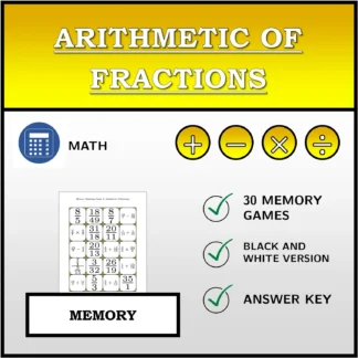Memory matching game: Arithmetic of Fractions