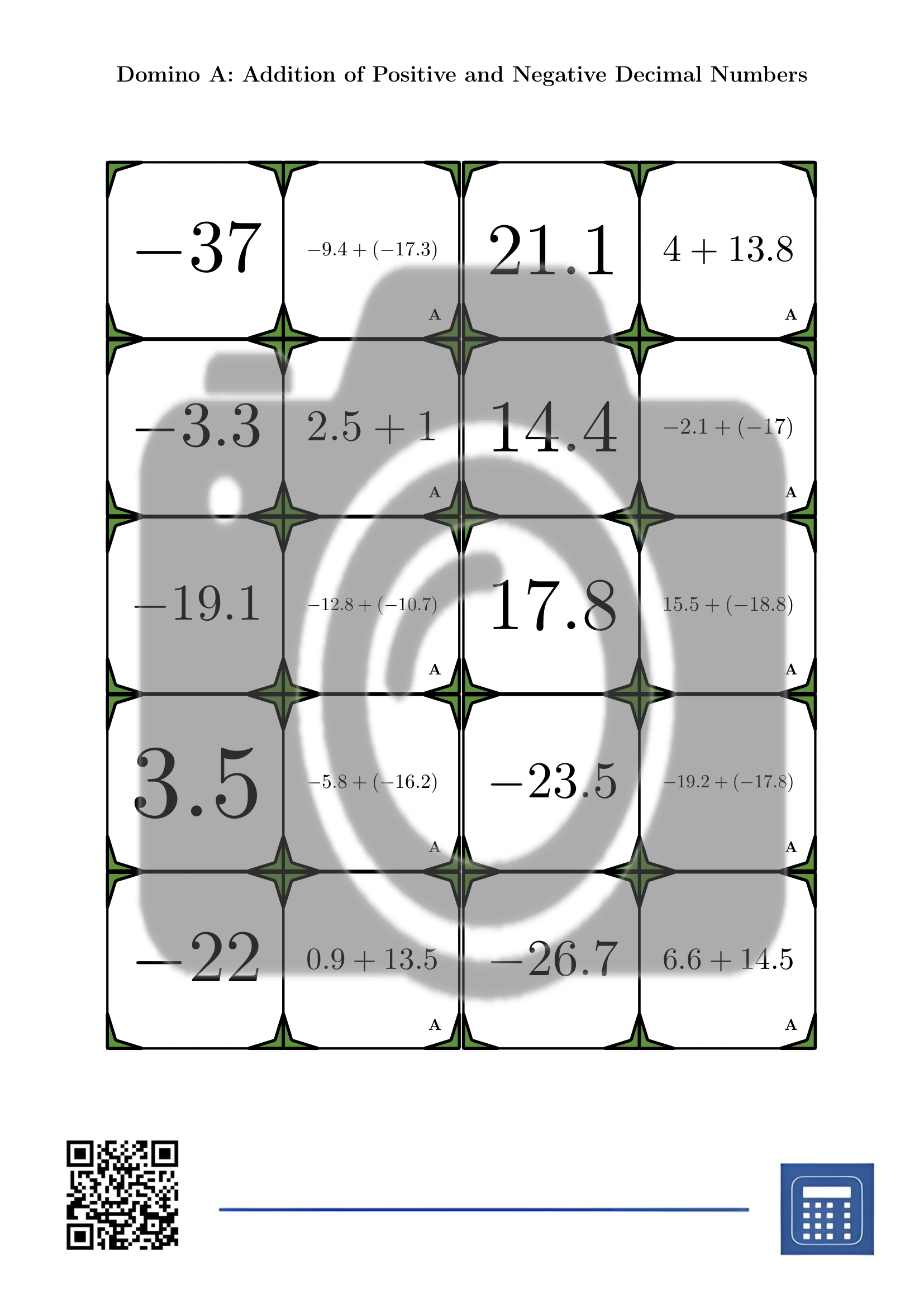 Domino: Addition of Positive and Negative Decimal Numbers - Image 2