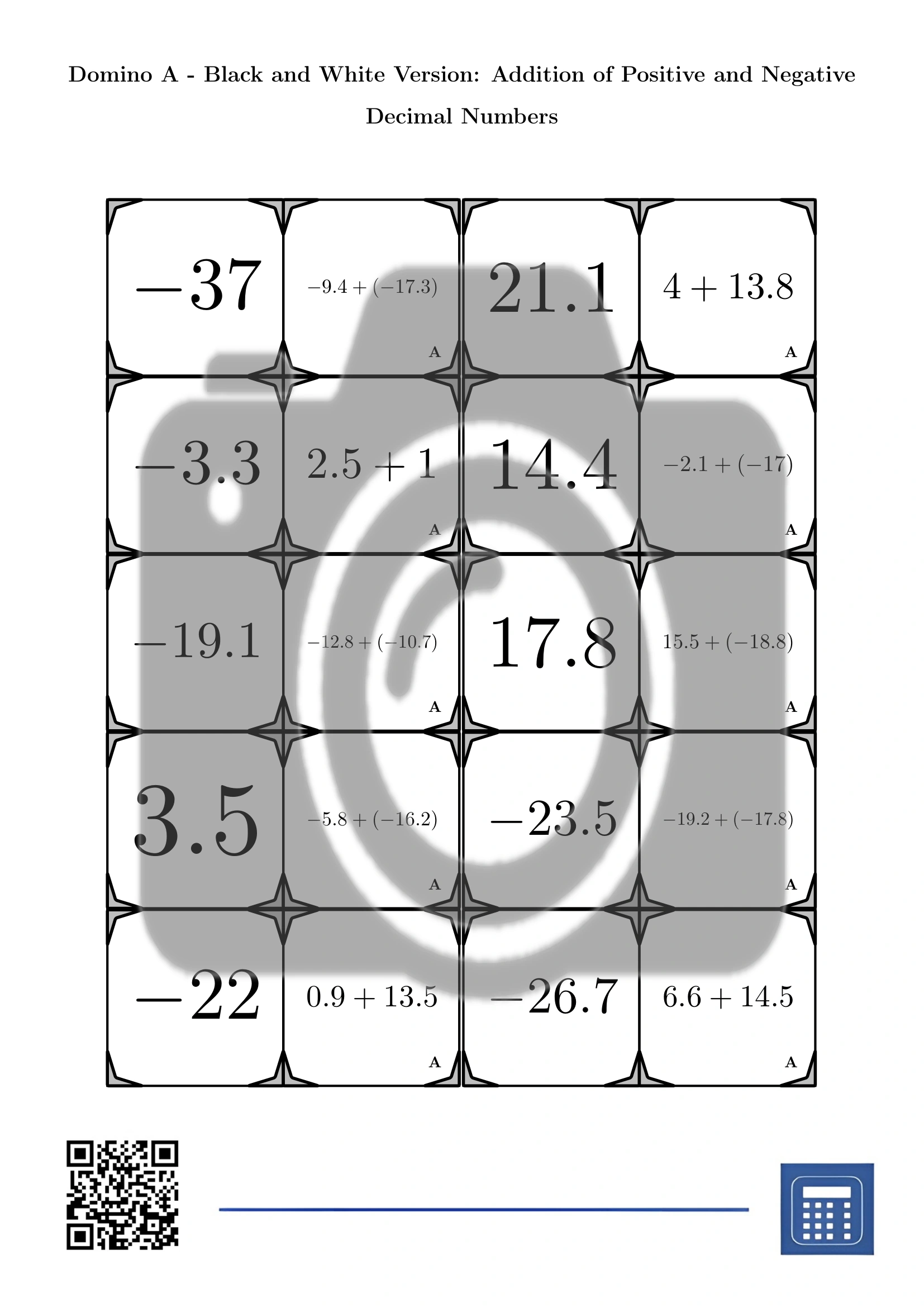 Domino: Addition of Positive and Negative Decimal Numbers - Image 3