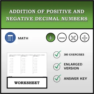 Worksheet: Addition of Positive and Negative Decimal Numbers