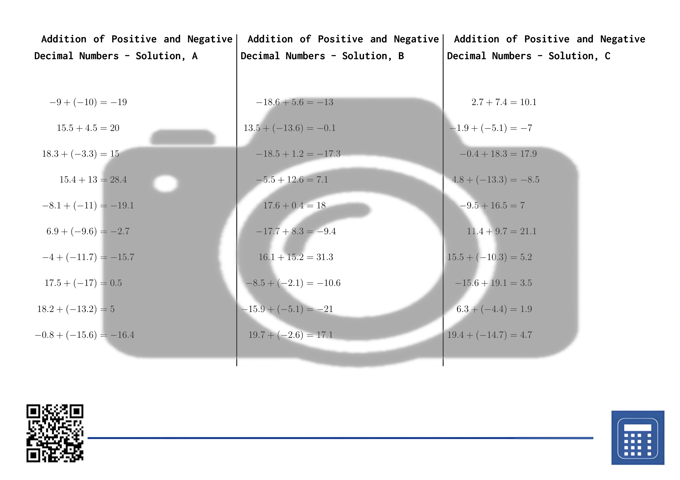 Worksheet: Addition of Positive and Negative Decimal Numbers - Image 4