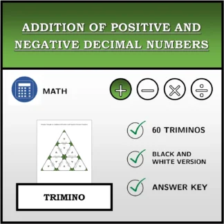 Trimino: Addition of Positive and Negative Decimal Numbers