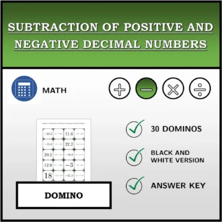 Domino: Subtraction of Positive and Negative Decimal Numbers
