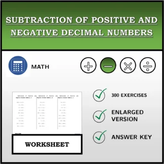 Worksheet: Subtraction of Positive and Negative Decimal Numbers
