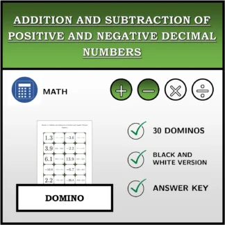 Domino: Addition and Subtraction of Positive and Negative Decimal Numbers