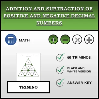 Trimino: Addition and Subtraction of Positive and Negative Decimal Numbers