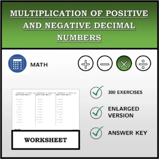 Worksheet: Multiplication of Positive and Negative Decimal Numbers