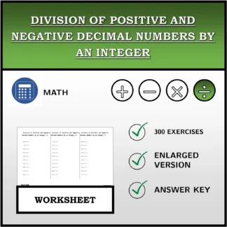 Worksheet: Division of Positive and Negative Decimal Numbers by an Integer