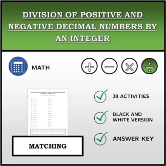 Matching activity: Division of Positive and Negative Decimal Numbers by an Integer