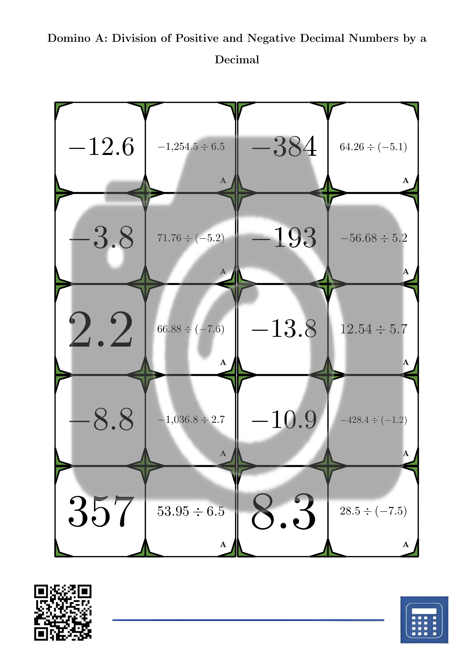 Domino: Division of Positive and Negative Decimal Numbers by a Decimal - Image 2