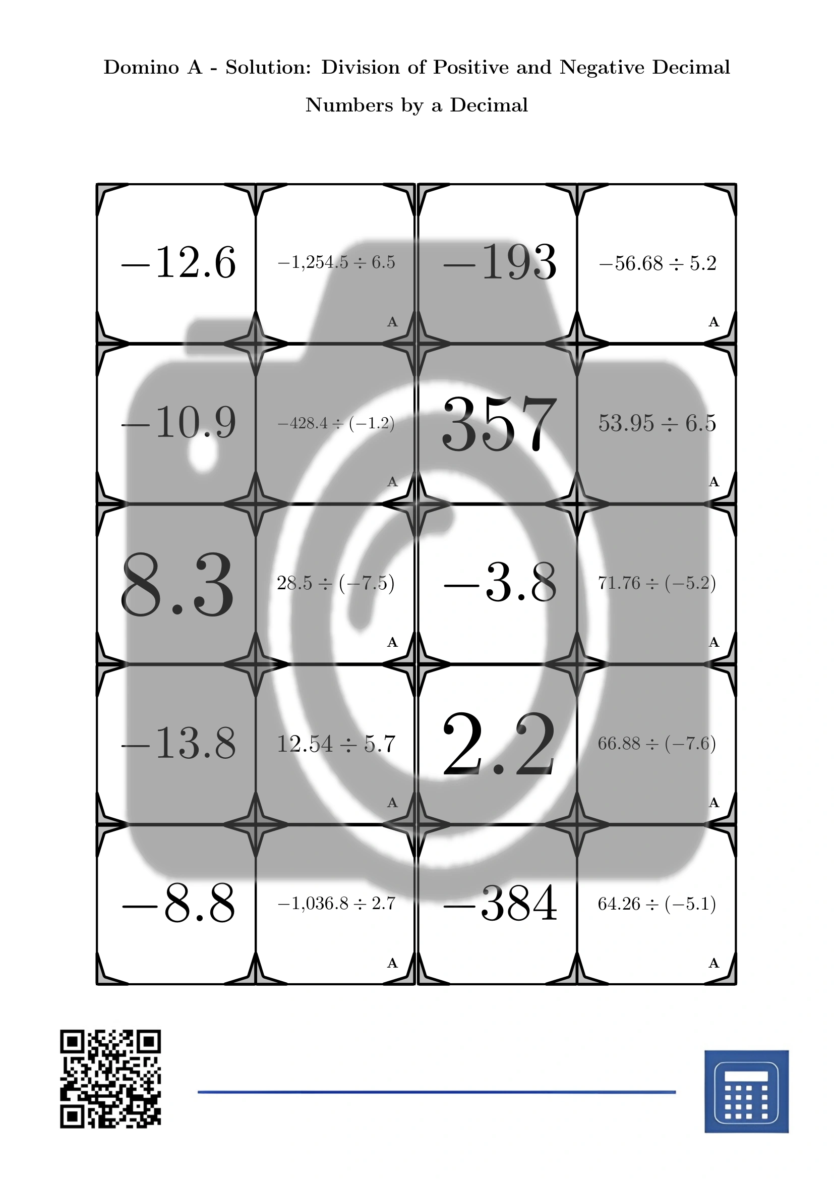 Domino: Division of Positive and Negative Decimal Numbers by a Decimal - Image 4
