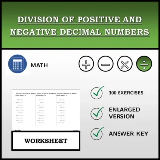 Worksheet: Division of Positive and Negative Decimal Numbers