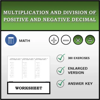 Worksheet: Multiplication and Division of Positive and Negative Decimal