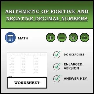 Worksheet: Arithmetic of Positive and Negative Decimal Numbers