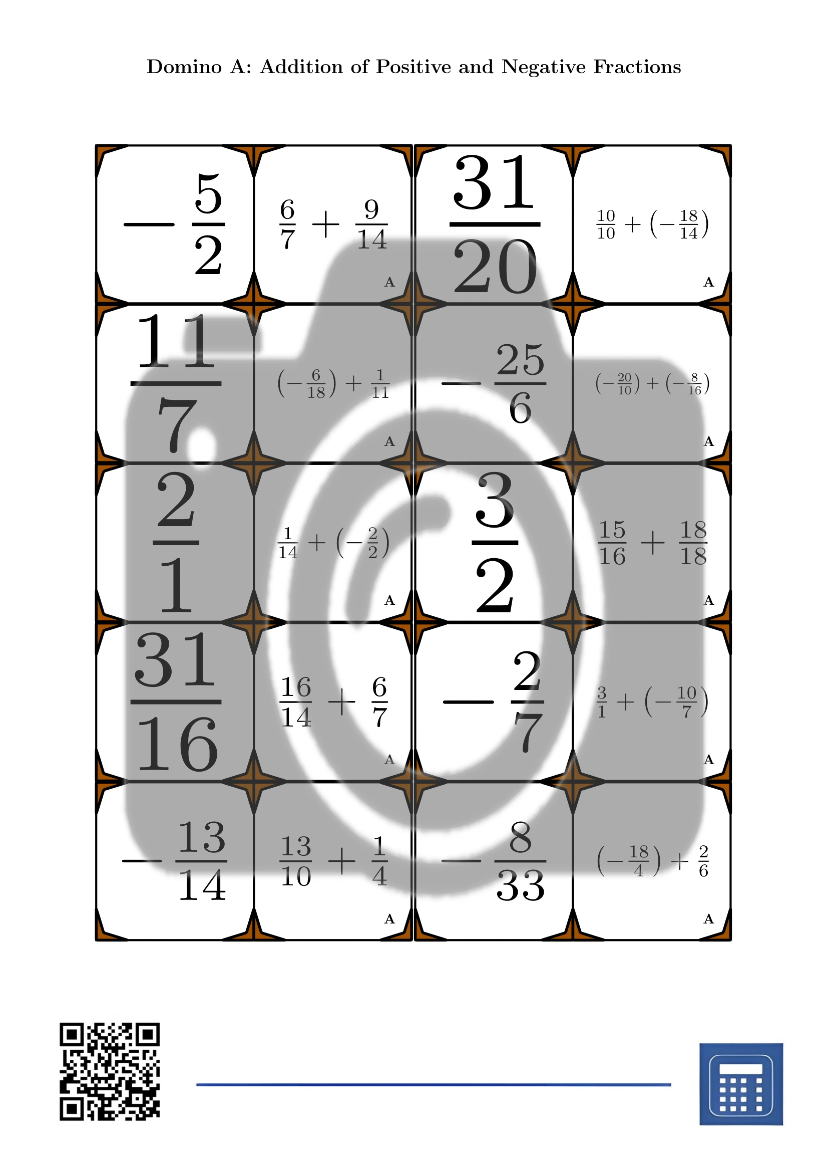 Domino: Addition of Positive and Negative Fractions - Image 2