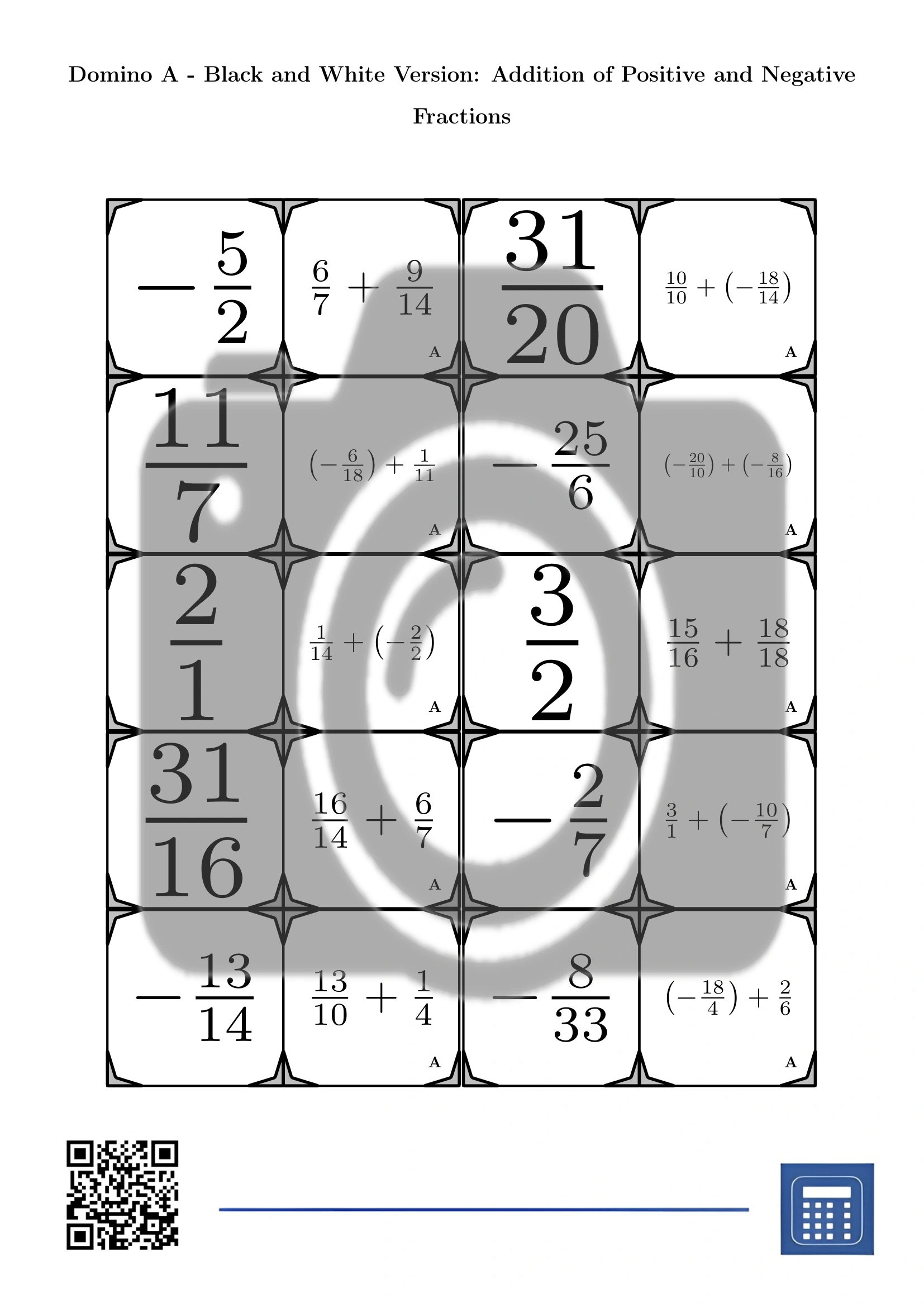 Domino: Addition of Positive and Negative Fractions - Image 3