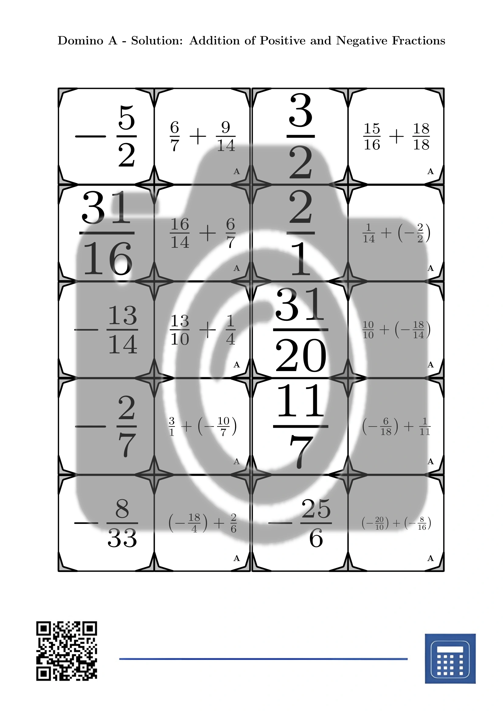 Domino: Addition of Positive and Negative Fractions - Image 4