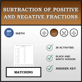 Matching activity: Subtraction of Positive and Negative Fractions
