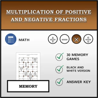 Memory matching game: Multiplication of Positive and Negative Fractions