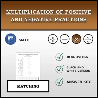 Matching activity: Multiplication of Positive and Negative Fractions