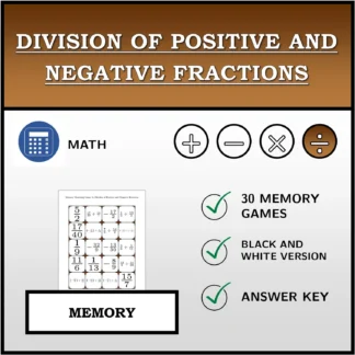 Memory matching game: Division of Positive and Negative Fractions