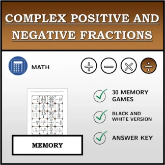 Memory matching game: Complex Positive and Negative Fractions