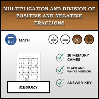 Memory matching game: Multiplication and Division of Positive and Negative Fractions