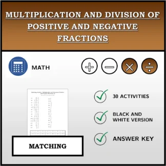 Matching activity: Multiplication and Division of Positive and Negative Fractions