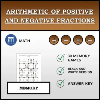 Memory matching game: Arithmetic of Positive and Negative Fractions