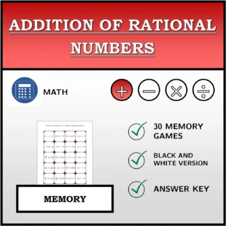 Memory matching game: Addition of Rational Numbers
