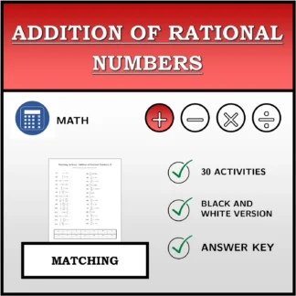 Matching activity: Addition of Rational Numbers