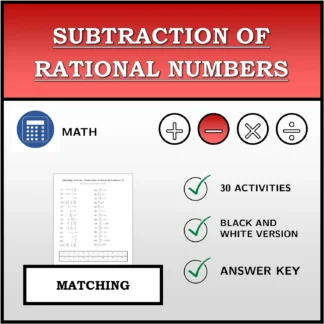 Matching activity: Subtraction of Rational Numbers