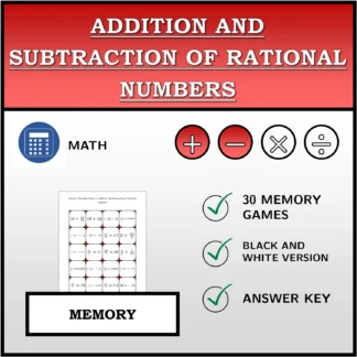 Memory matching game: Addition and Subtraction of Rational Numbers