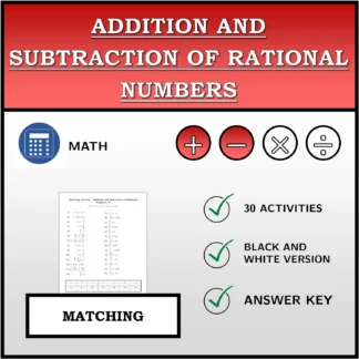Matching activity: Addition and Subtraction of Rational Numbers