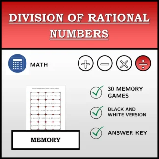 Memory matching game: Division of Rational Numbers