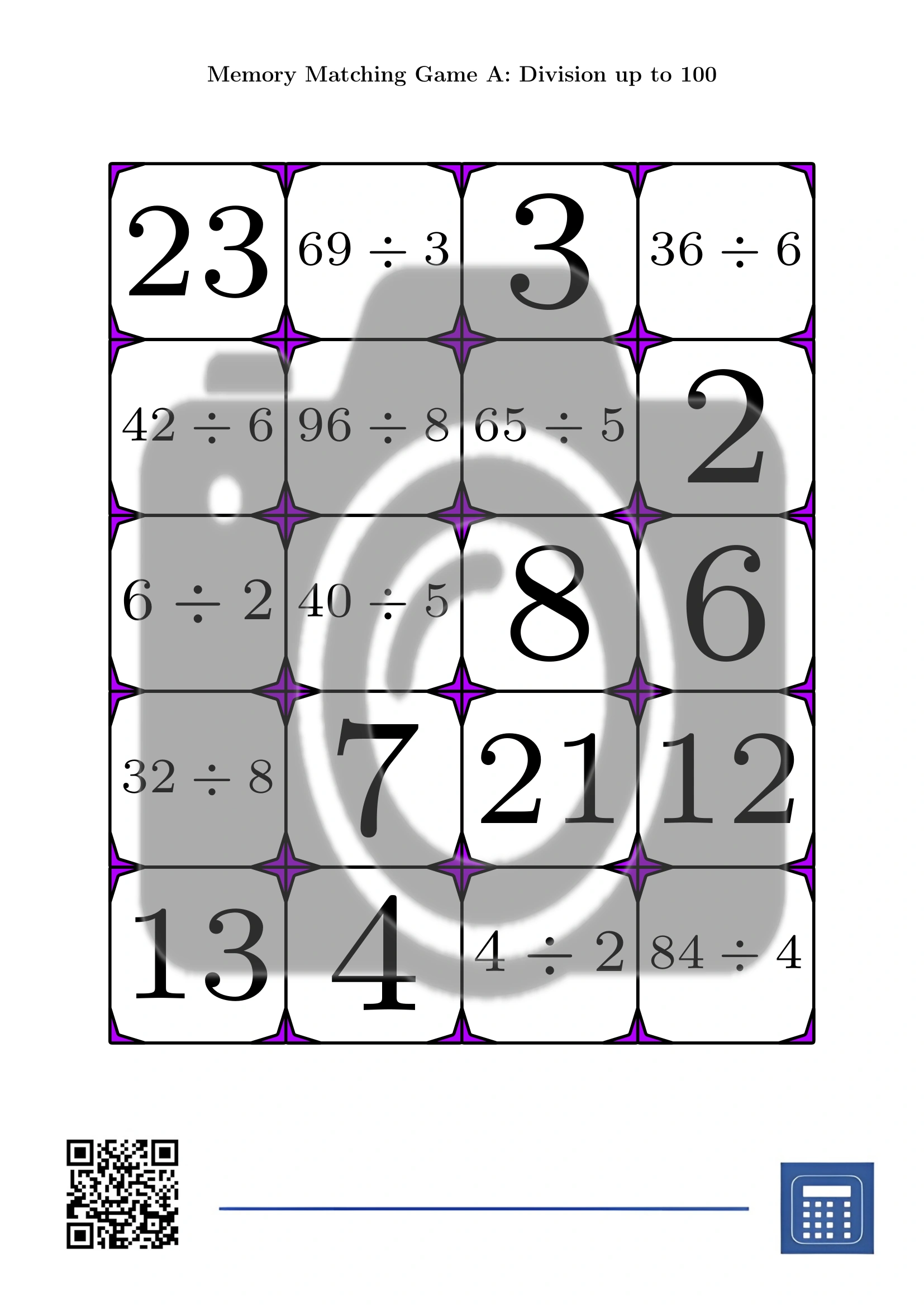 Memory matching game: Division up to 100 - Image 2