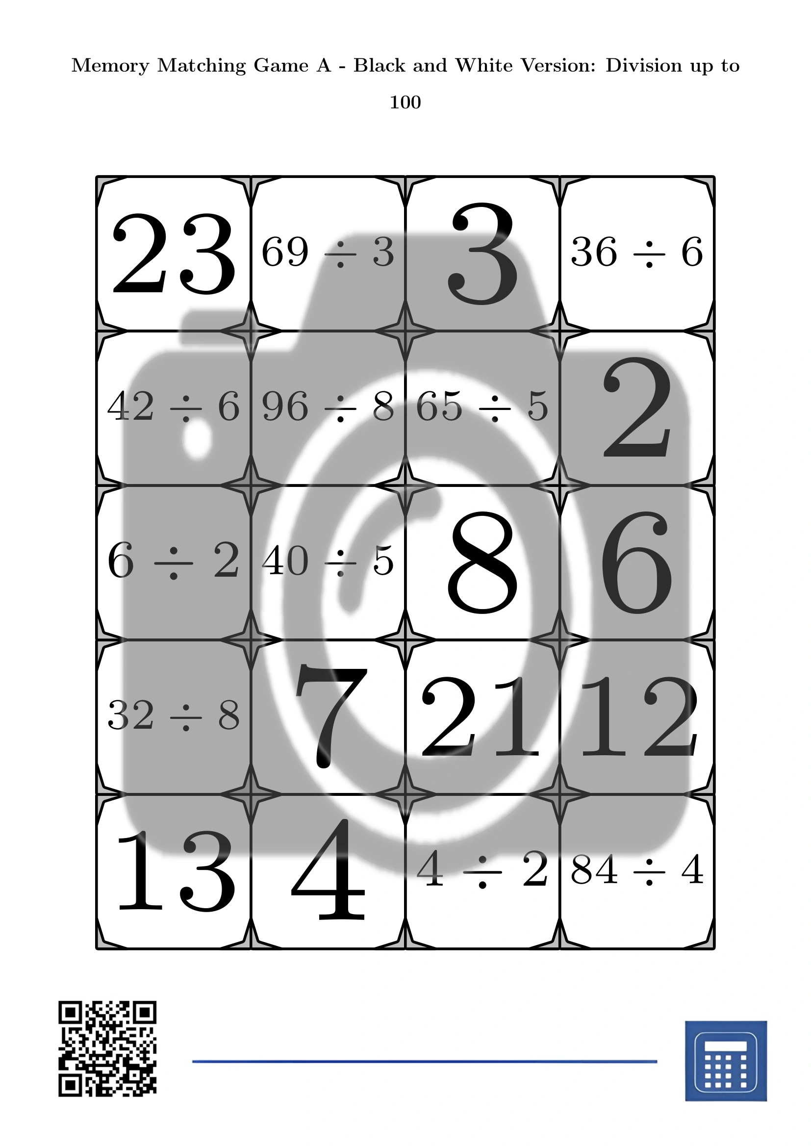 Memory matching game: Division up to 100 - Image 3