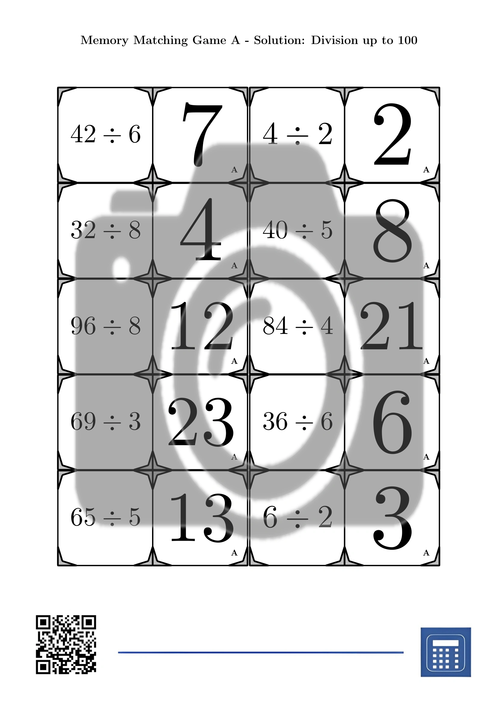 Memory matching game: Division up to 100 - Image 4