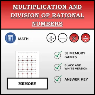 Memory matching game: Multiplication and Division of Rational Numbers