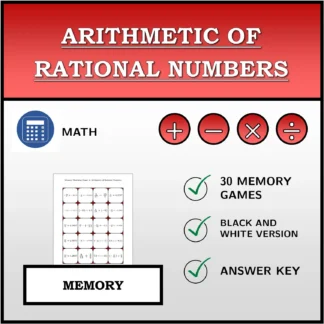 Memory matching game: Arithmetic of Rational Numbers