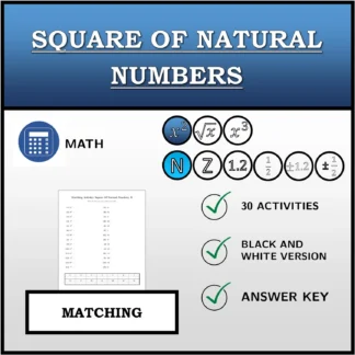 Matching activity: Square Of Natural Numbers